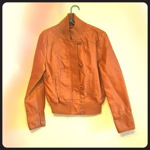 Women’s Faux Leather Bomber Jacker